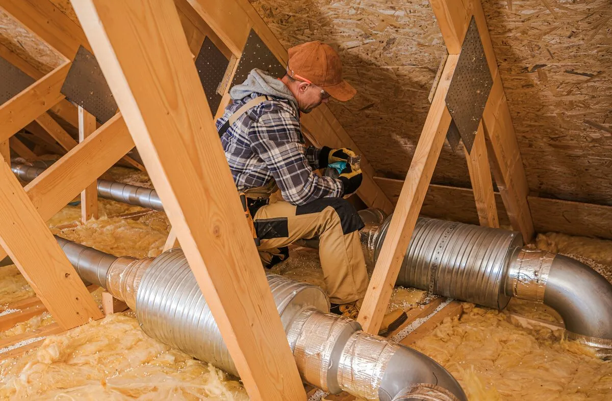 HVAC technician on a job